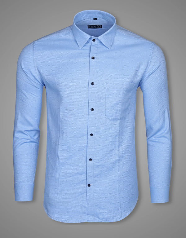 Men Solid Casual Blue Premium Cotton Shirt