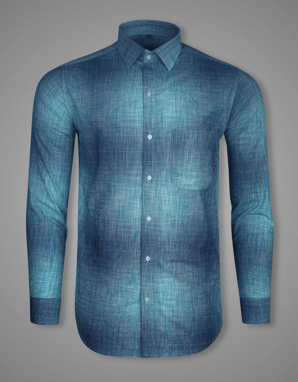 Moroccan Blue Space Dyed Premium Cotton Shirt
