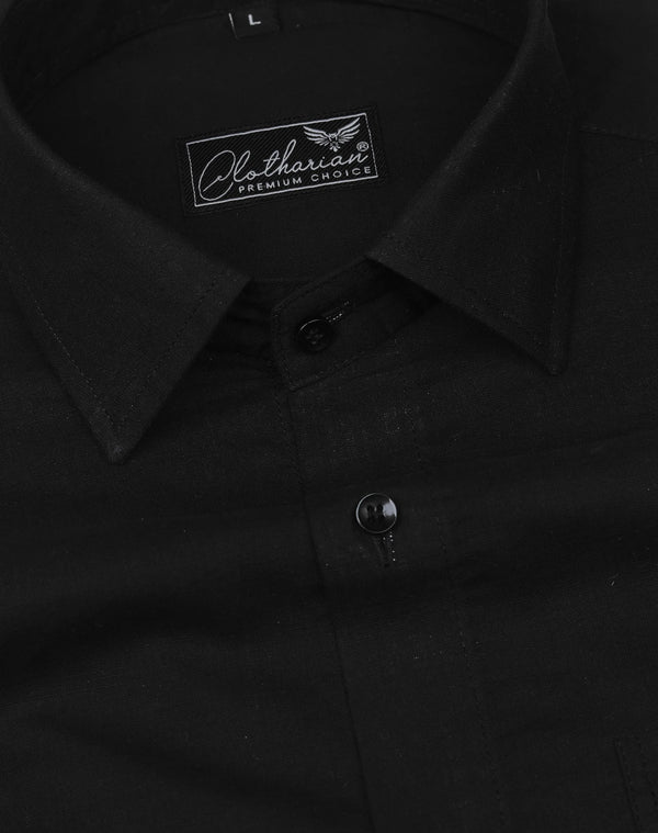 Men Solid Black Formal Premium Cotton Shirt